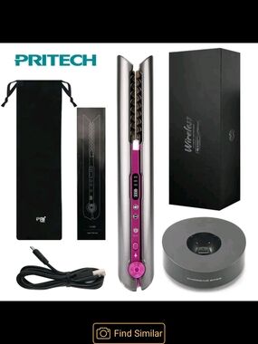 PRITECH Wireless Hair Curler in Pink and Silver